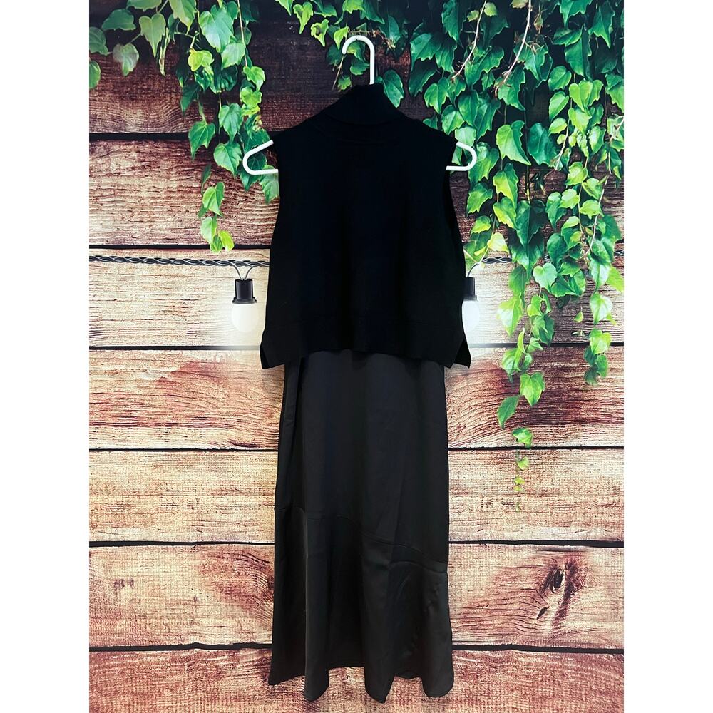 Sam Edelman Turtleneck Sweater with Slip Dress Midi Homecoming Prom Black Sz 0